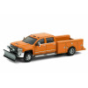 1:64 Масштабная модель CHEVROLET Silverado 3500 Dually Service Bed with Snow Plow (снегоуборочная) 2018 Tangier Orange