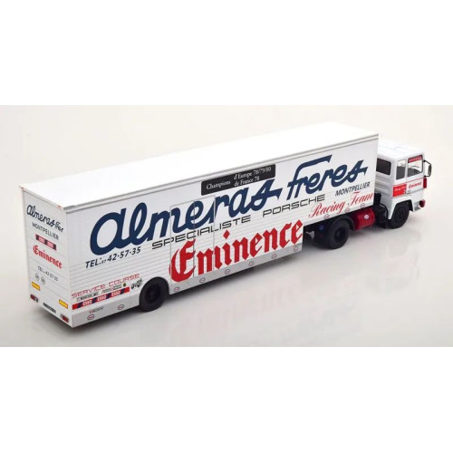 1:43 Масштабная модель BERLIET TR280 с полуприцепом "Almeras Eminence Porsche Racing Team" (1980), white blue red