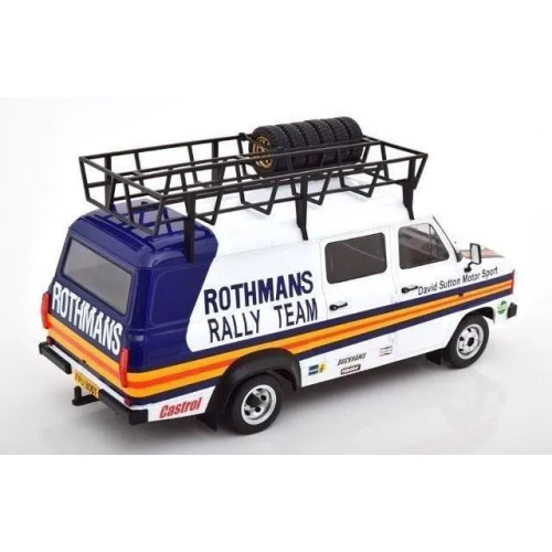 1:18 Масштабная модель FORD Transit MKII техничка "Rothmans Rally Team" с багажником и колесами на крыше 1980