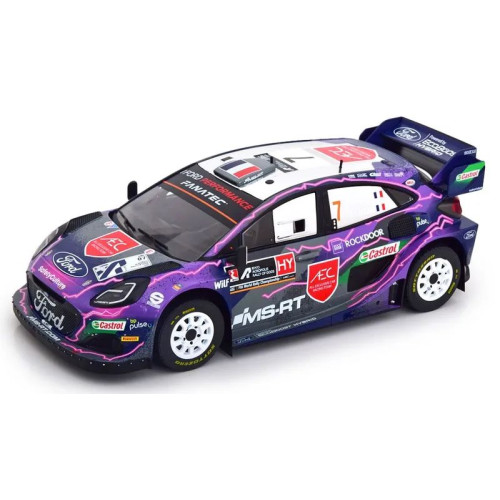 1:18 Масштабная модель FORD Puma Rally1 Red Bull Team Ford World M-sport №7 4th Acropolis (2022) P.l.Loubet - V.Landais, Purple Yellow Black