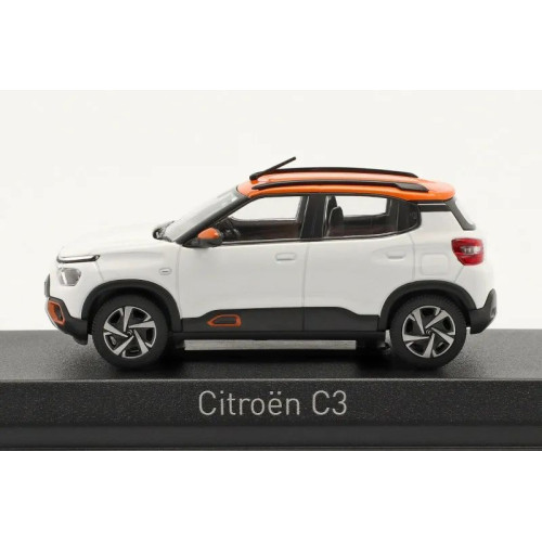 1:43 Масштабная модель Citroen C3 (India) 2021 белый с оранжевой крышей