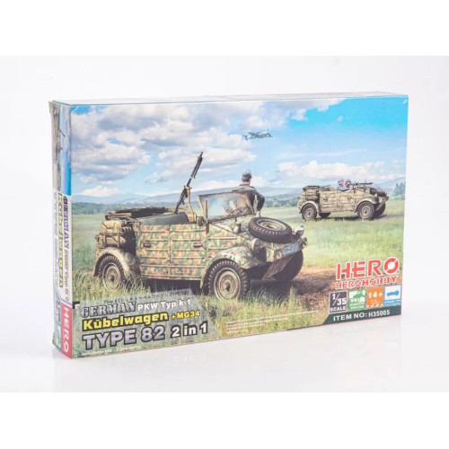 1:35 Сборная модель German PKW Typ k1 Kubelwagen Type 82 + MG34 ( 2 in 1)