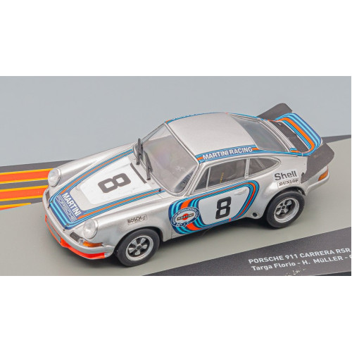 1:43 Масштабная модель PORSCHE 911 Carrera 2.8 Rsr Coupe Team Martini Racing N 8 Winner Targa Florio 1973 H.muller - G.van Ennep, Silver Red Blue