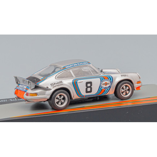 1:43 Масштабная модель PORSCHE 911 Carrera 2.8 Rsr Coupe Team Martini Racing N 8 Winner Targa Florio 1973 H.muller - G.van Ennep, Silver Red Blue