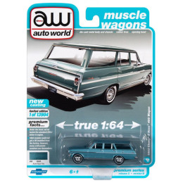 1:64 Масштабная модель CHEVROLET II Nova 400 Station Wagon Aqua Poly