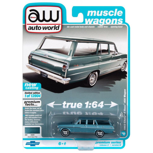 1:64 Масштабная модель CHEVROLET II Nova 400 Station Wagon Aqua Poly